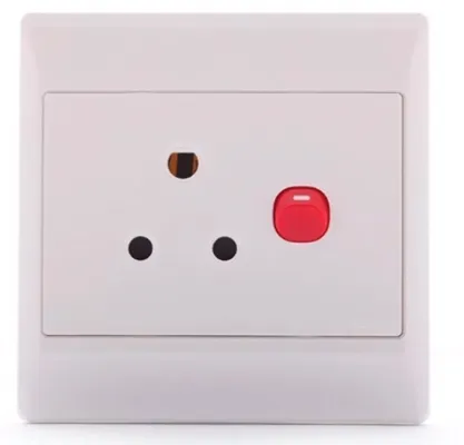 Schneider S2000 100x100 Flush 16A Switched Socket - White / Red Dolly